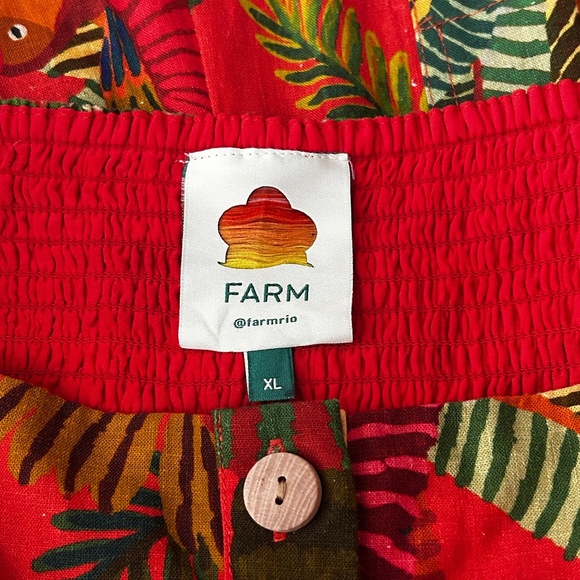 Anthropologie Farm Rio Red Forest Birds Romper Playsuit Linen Tiki Bold Print - Picture 12 of 16